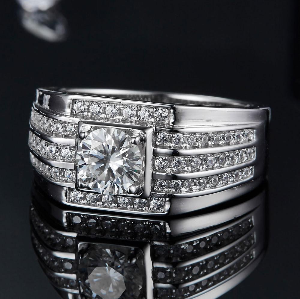 💍2022 Men's Wedding Classic Domineering One Carat Moissanite Diamond s925 Sterling Silver Ring