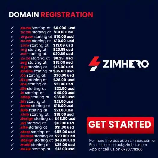 Domain Registration in Zimbabwe Pricing - Zimbabwe