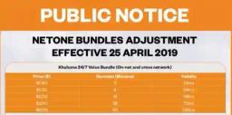 Full TEXT: NetOne New Bundle Prices - Effective 25 April 2019