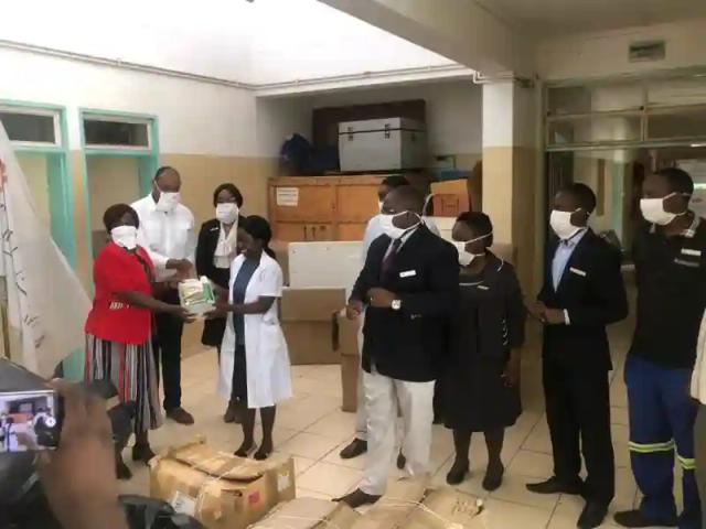 PICTURES: African Sun Donates  Linen, Face Masks & Detergent To Vic Falls City Council