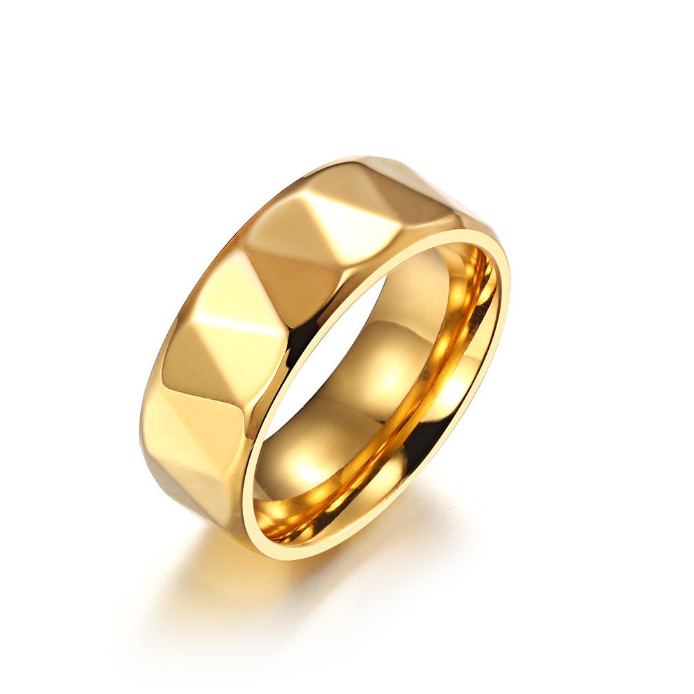 💍Men's Original Titanium Gold-Plated European And American Ring Gold and Blue
