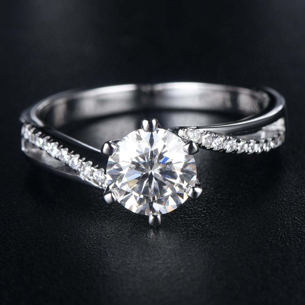 💍Ladies Wedding Twist-Arm s925 Sterling Silver Moissan Diamond Ring
