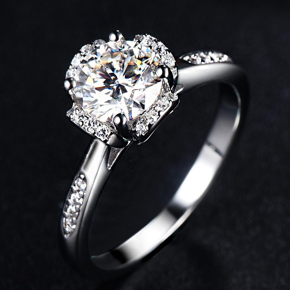 💍Ladies Wedding Flower Emulation 1 Carat Moissan Diamond Ring