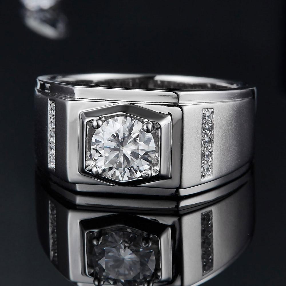 💍2022 Men's Wedding Classic One Carat Moissanite Diamond s925 Sterling Silver Ring