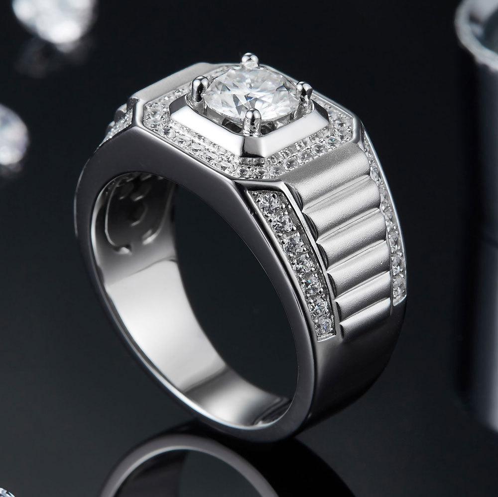 💍2022 Men's Wedding Platinum One Carat Moissanite Diamond One Generation s925 Sterling Silver Ring
