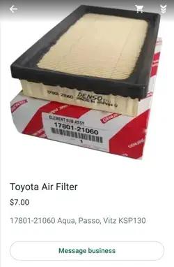 Toyota Aqua air filter
