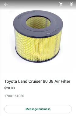 Toyota Landcruiser 80 series J8 air filter