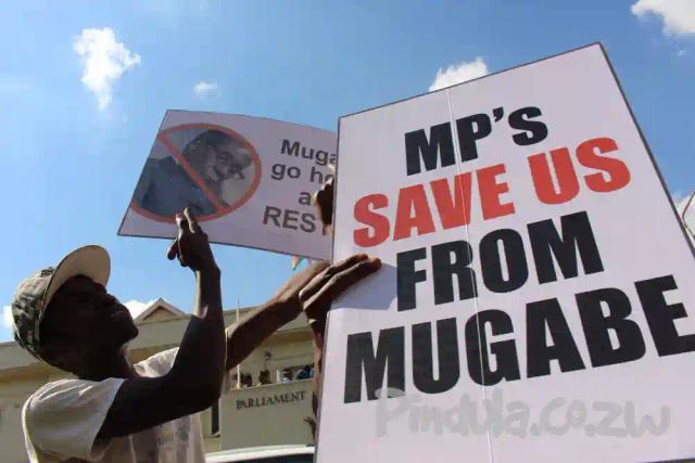 13 Photos From The #ImpeachMugabe Demonstration At Parliament