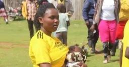 Female Footballer Breastfeeds Baby During Match