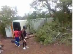 Five Injured As ZUPCO Bus Veers Off The Road, Hits A Tree, Lands On Its Side