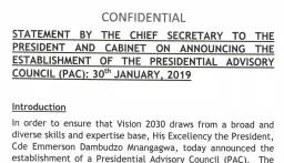 Full Document: Statement Announcing Establishment Of Presidential Advisory Council