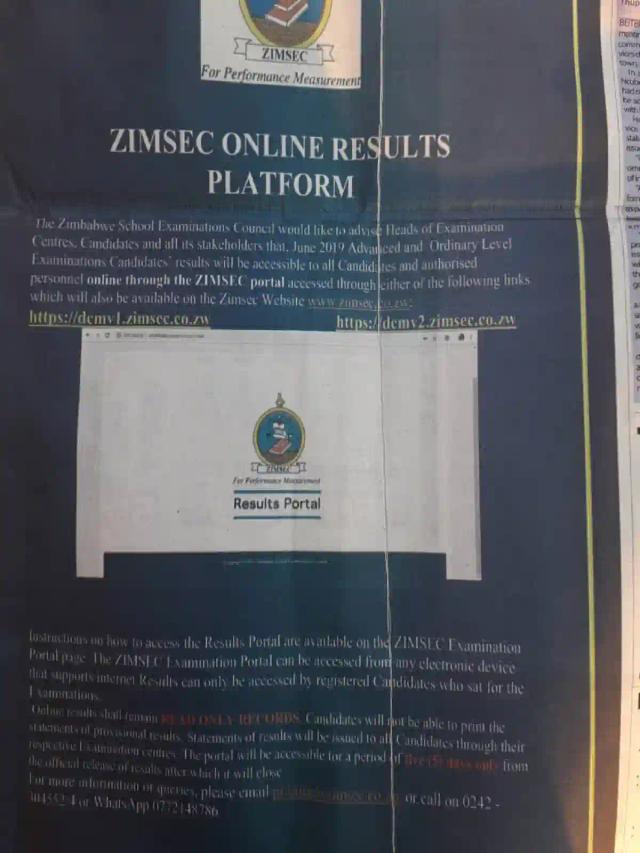 FULL TEXT: ZIMSEC June Examination Results Will Be Available On Online Platform
