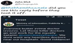 Govt Issues Statement Over Its Deleted “Zvanzwa Butter ZvimaDoctor” Tweet