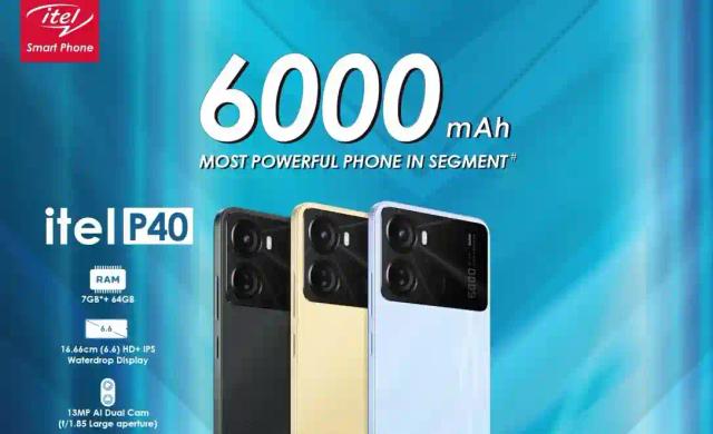 Itel P40, latest flagship now available in Zimbabwe. 6000 mAh battery, 64GB, 7GB RAM, 4G LTE