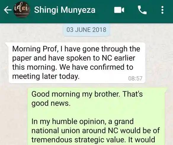 LEAKED: Private WhatsApp Messages Between Shingi Munyeza & Jonathan Moyo