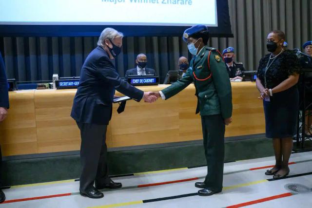 Major Winnet Zharare Receives United Nations Peacekeeping Award