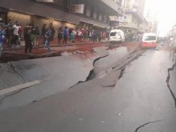 Massive Underground Explosion Causes Huge Cracks In Johannesburg Street