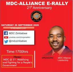 MDC Alliance To Host An e-Rally On 26 September