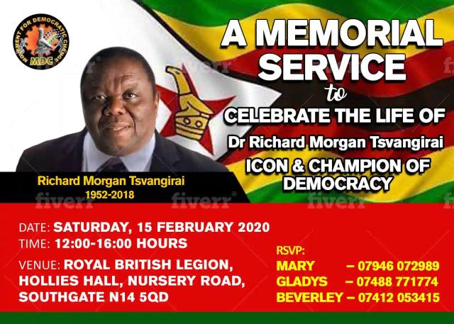 MDC UK To Hold A Memorial Service In Remembrance Of Morgan Tsvangirai Tomorrow