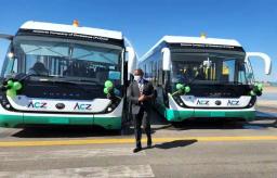 Minister Mhona Commissions Two Airport Shuttle Buses