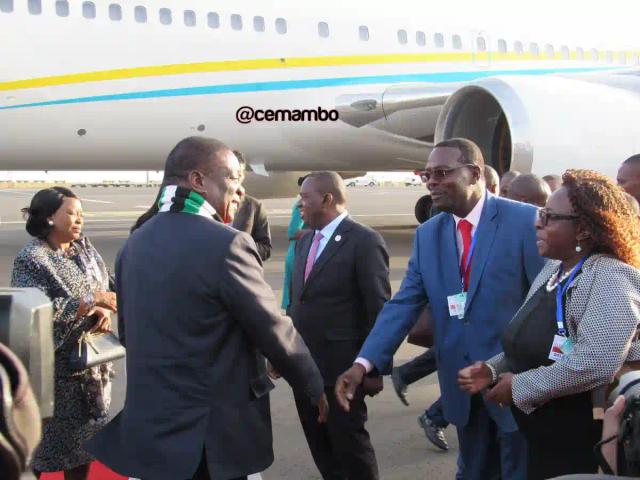 Mnangagwa Arrives In Ethiopia For The 32nd AU Summit
