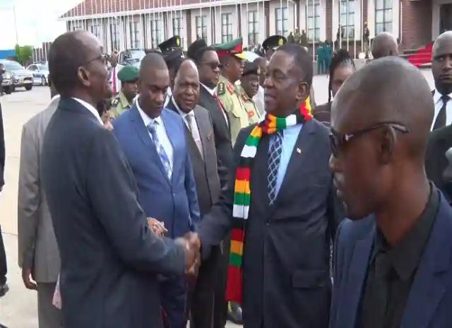 Mnangagwa Back Home From AU 32nd Summit Held In Addis Ababa, Ethiopia
