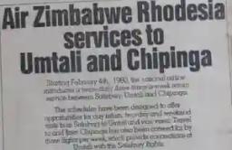 PICTURE: A Blast from the Past, AirZimbabwe Used To Fly To Mutare And Chipinge In 1980