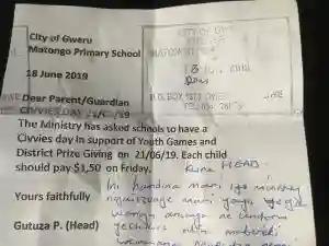 PICTURE: Angry Parent Tells Education Ministry To Pay Child's Civvies Day Fee