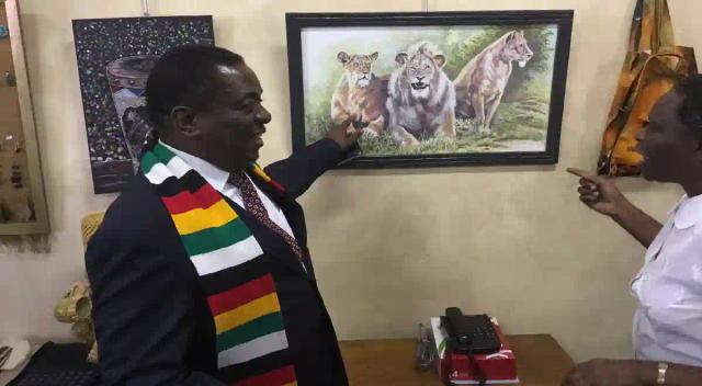 PICTURES: President Mnangagwa Buying Jewellery And Paintings From Bulawayo Gallery
