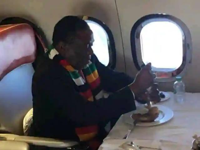 PICTURES: President Mnangagwa Enjoying His Lunch