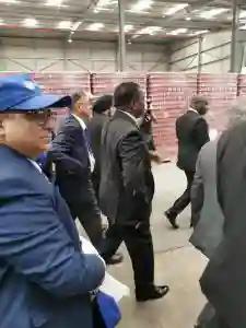 PICTURES: President Mnangagwa Tours Verun Beverages 'Scarfless'