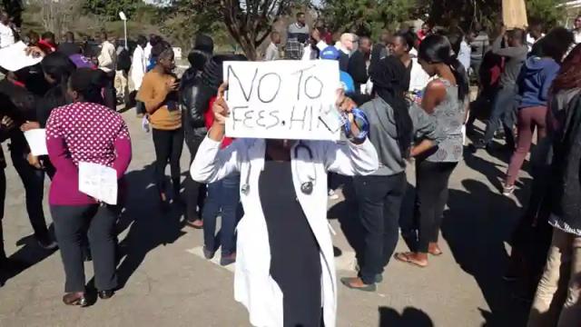 Pictures: UZ medical students stranded after being evicted for staging #FeesMustFall protest