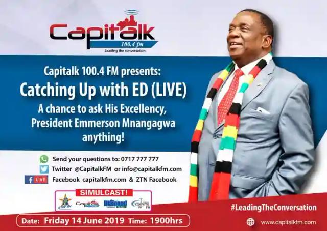 TUNE IN: CAPITALK 100.4 FM Hosting President Mnangagwa Live