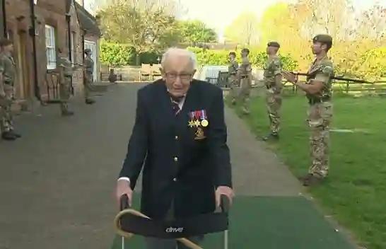 WATCH: 99 Year Old British War Veteran Raises £23 Million For COVID-19 Health Workers, Through A Walking Challenge On Social Media