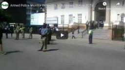 Watch: Armed Police Monitor Protestors In Bulawayo City During ZCTU Shutdown Zimbabwe