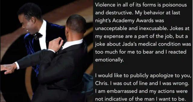 Will Smith Apologises For Hitting Chris Rock (Full Text)